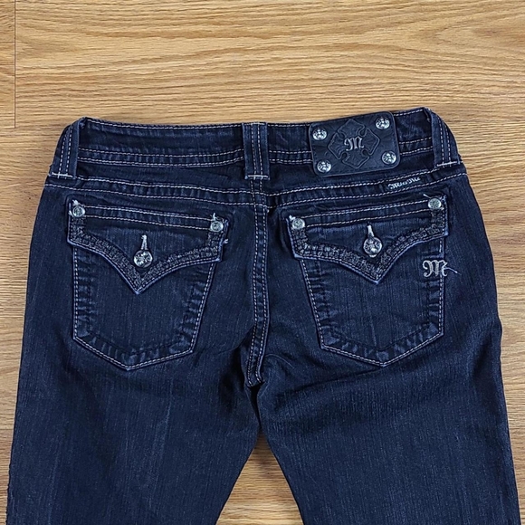 Miss Me Denim - MISS ME VINTAGE JEANS WOMEN'S 29x30 BLUE SKINNY JUNIORS ROCKER GIRLS BLACK DENIM